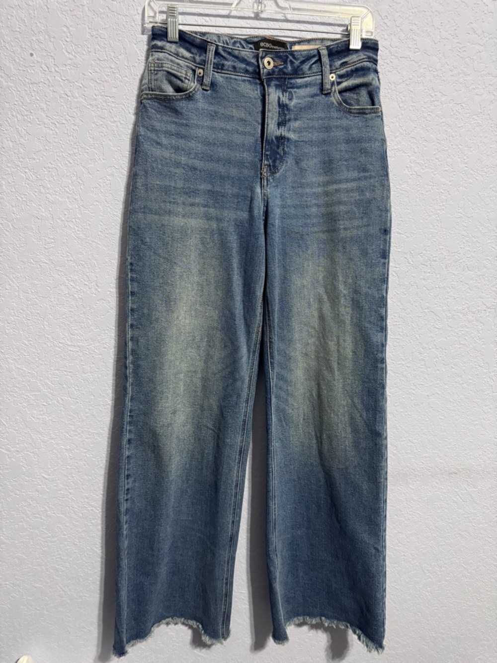 BCBGeneration Faded Light Blue High Rise Wide Leg Jeans Size 7/28
